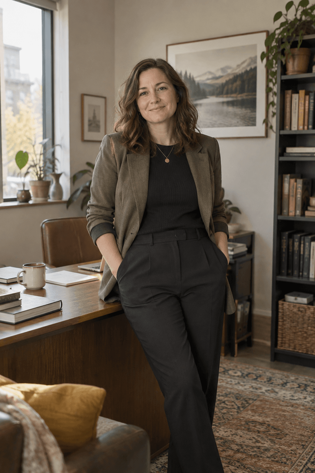 Professional services business owner in a modest office